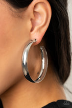 Load image into Gallery viewer, Kick Em To The CURVE Hoop Earrings - Silver - SassyChicGlitz
