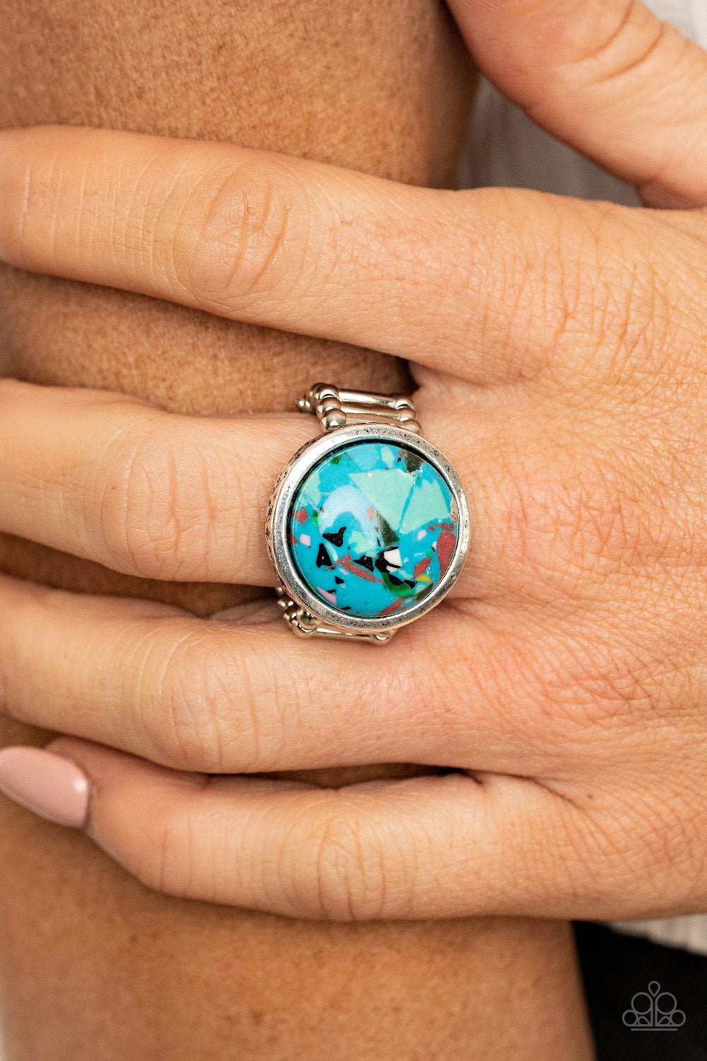 Marble Mosaic Ring - Blue - SassyChicGlitz