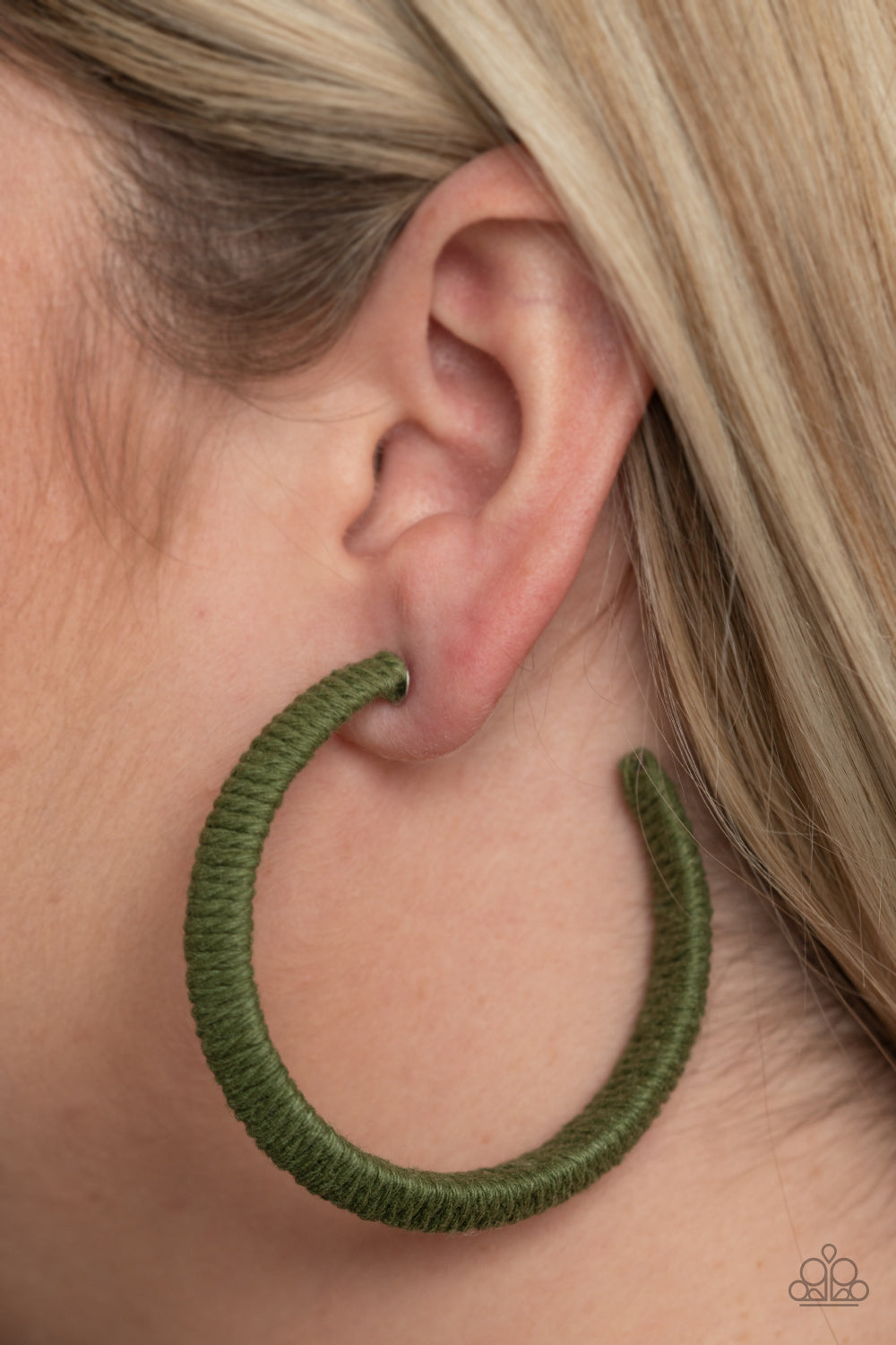TWINE and Dine Hoop Earrings - Green - SassyChicGlitz