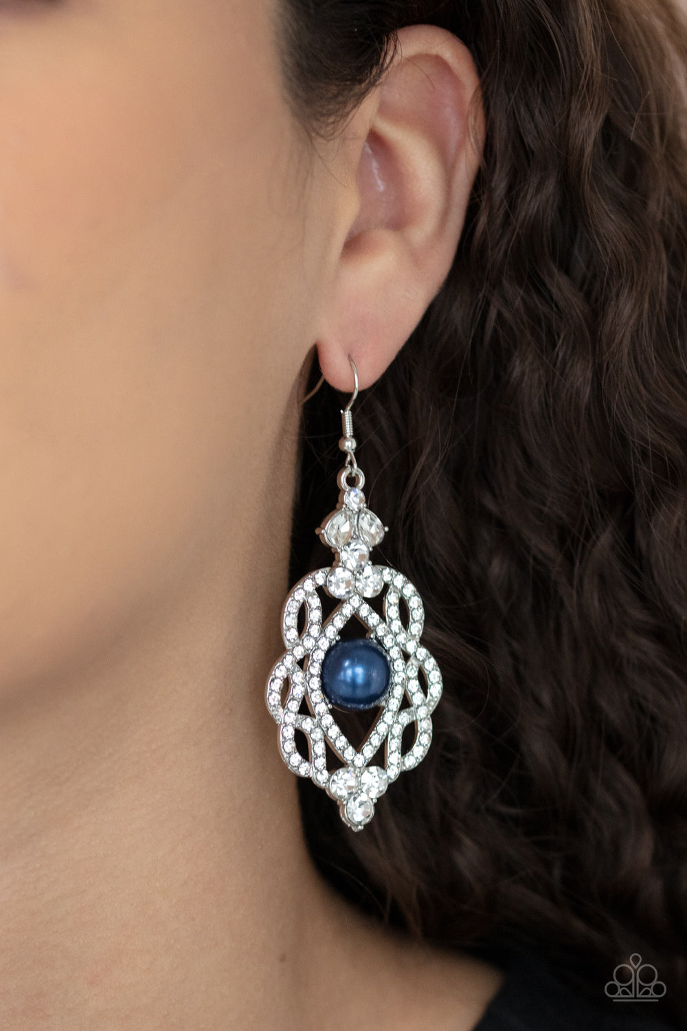Rhinestone Renaissance Earrings - Blue - SassyChicGlitz