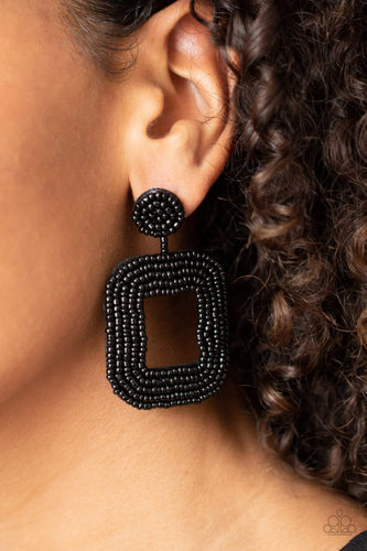 Beaded Bella Earrings - Black - SassyChicGlitz